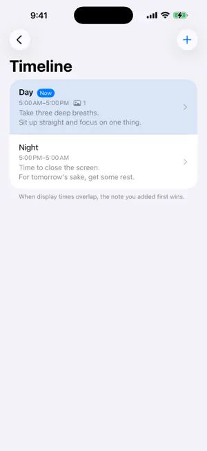 Phase: Notes by Time of Day screenshot 2