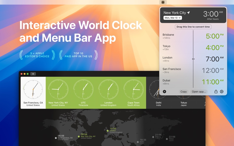 #1. World Clock Pro: Time Zones (macOS) 由: Alex Komarov Inc.