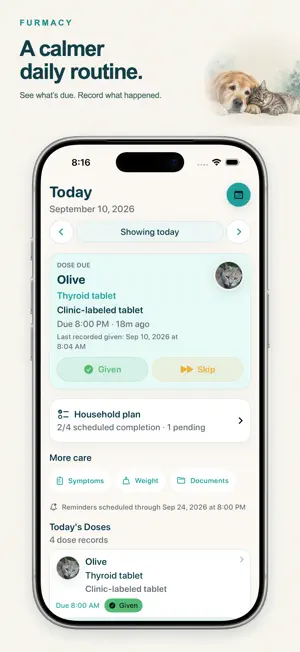 Furmacy Pet Med Tracker screenshot 1