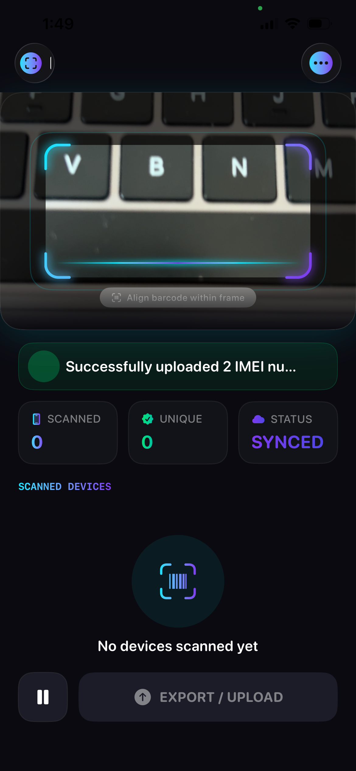 AI IMEI Scan to Spreadsheet
