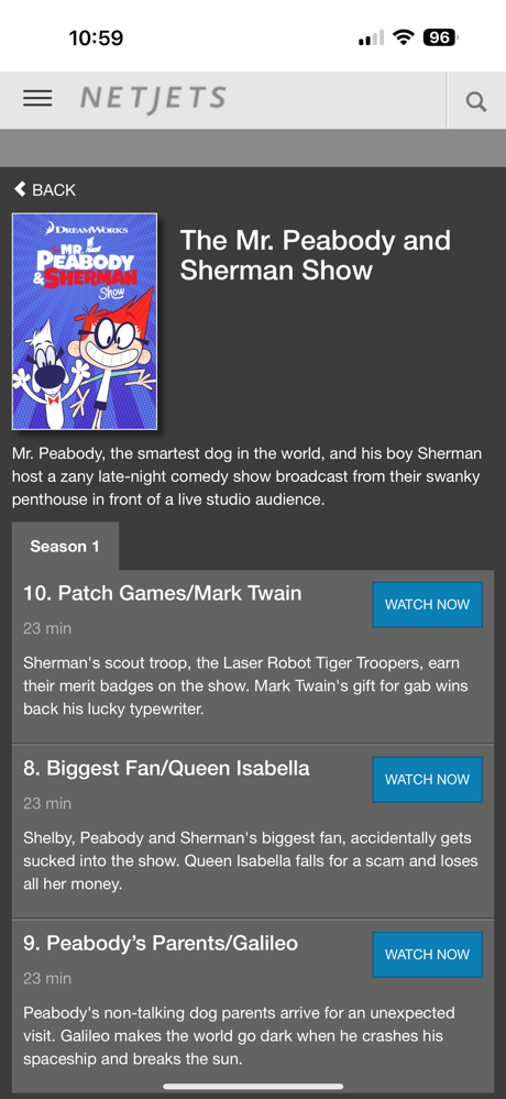 NetJets IFE screenshot 3