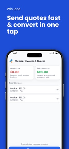 Plumber Invoices & Quotes iPhone screenshot