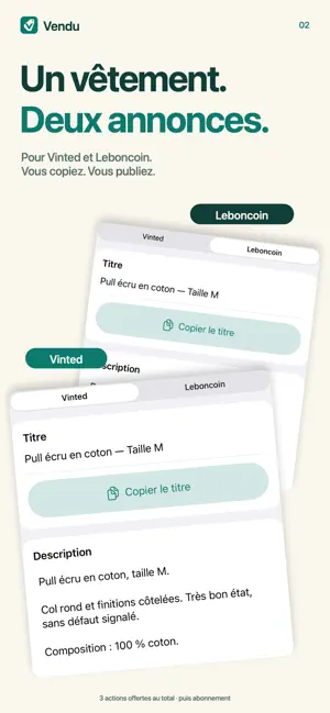 Vendu — Assistant de vente screenshot 2