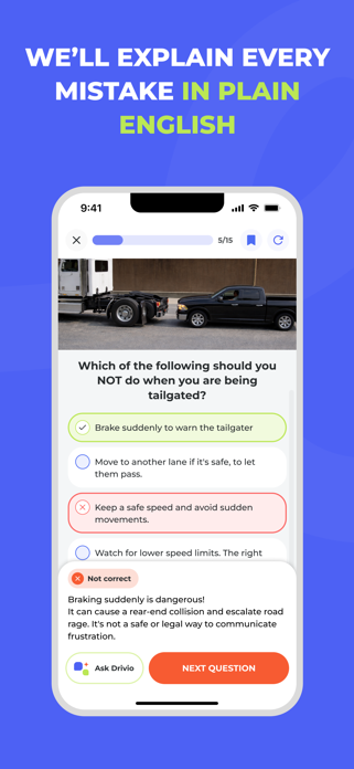 DMV Practice Test 2026 Drivio Screenshot 3 of 9