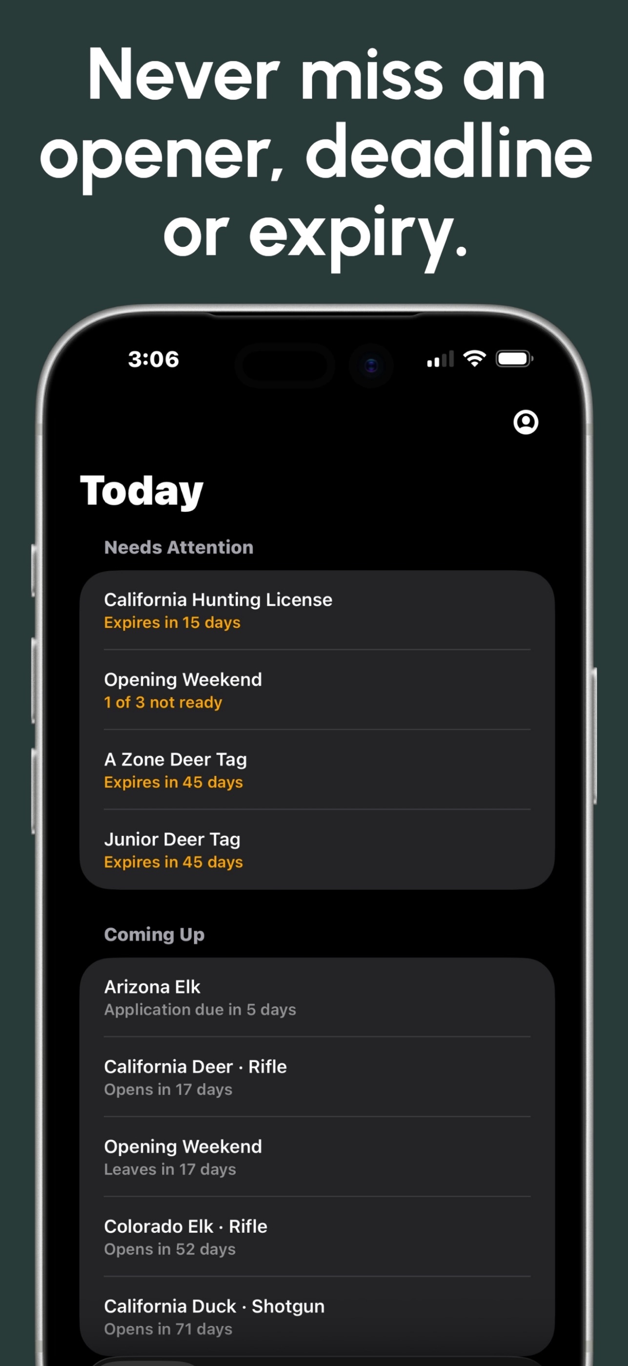 Screenshot 1 of Hunting Tags & License Tracker