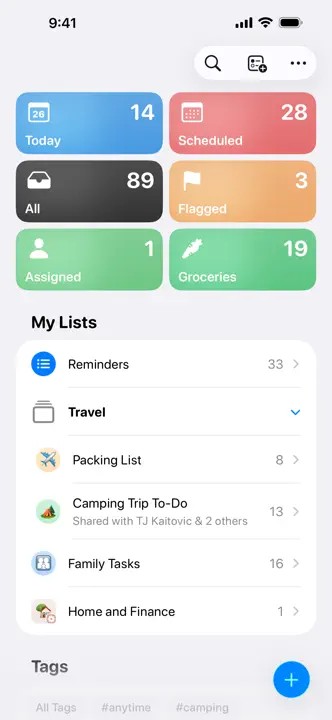 Reminders : capture d’écran 7 sur 7