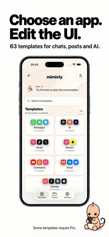 Mimicly: Chat Mockup Maker iPhone screenshot 1