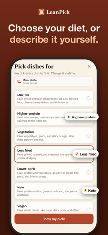 LeanPick: Eat Out Healthy screenshot