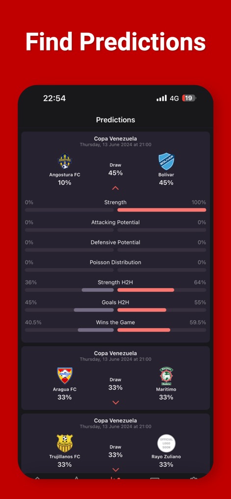 Yacine : Match - This app delivers expert match predictions, illustrating percentage-based outcomes and granular metrics like attacking and defensive potential.