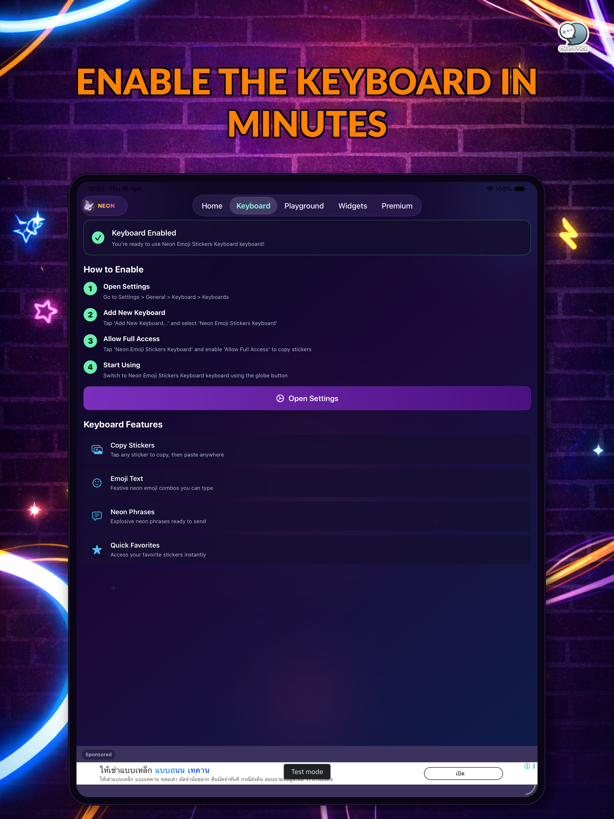 Neon Emoji Stickers Keyboard screenshot 16