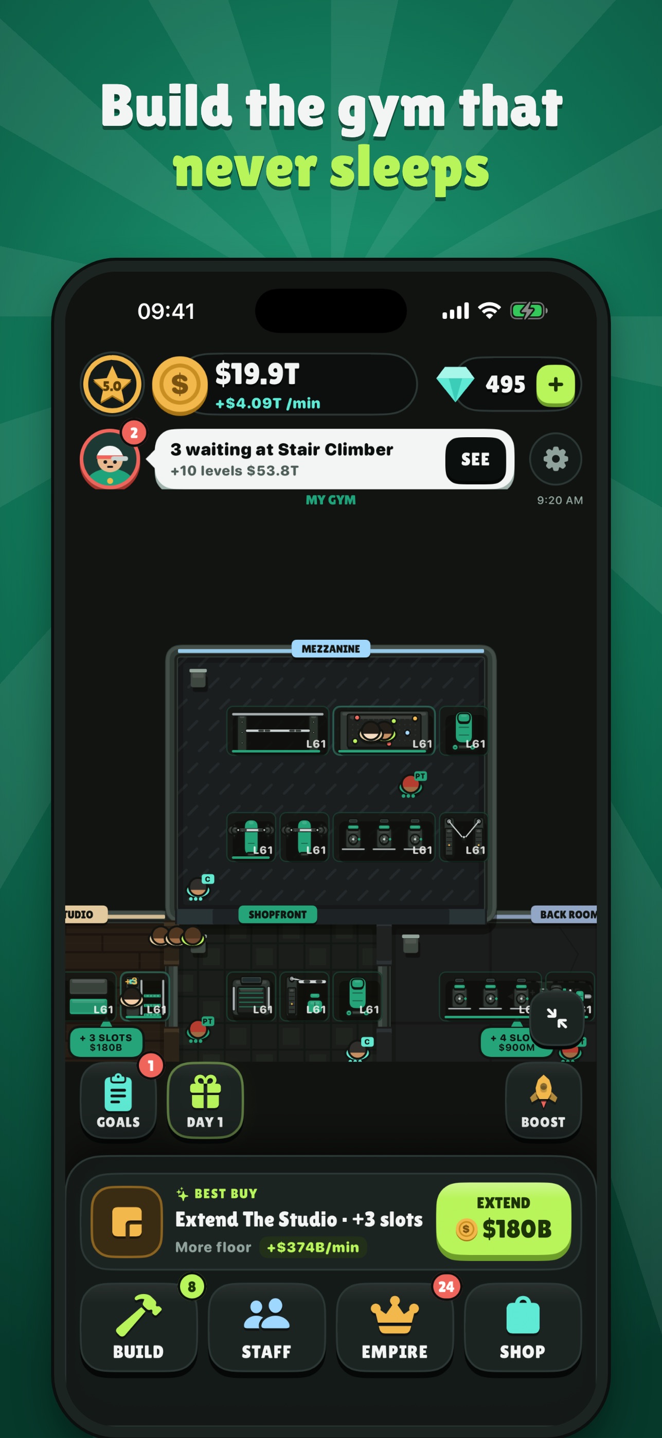 Screenshot 1 of Muscle Money: Idle Gym Tycoon