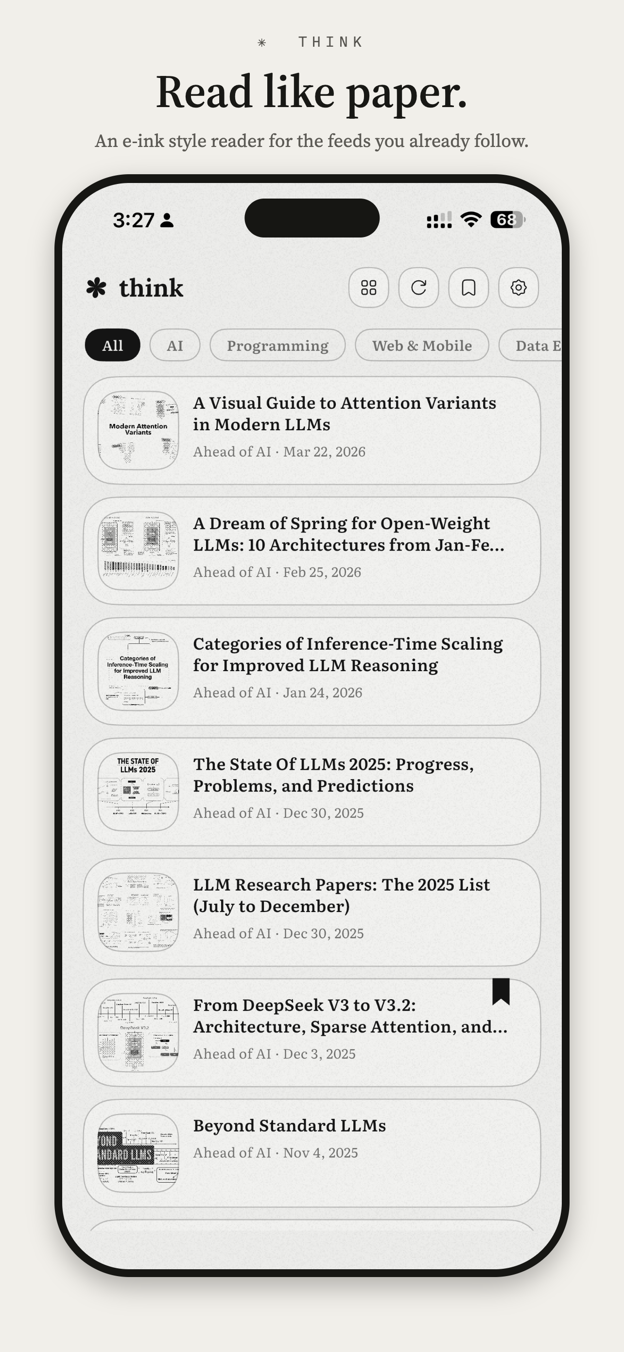 think - E-ink RSS Feed Reader