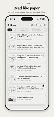 think - E-ink RSS Feed Reader iPhone screenshot