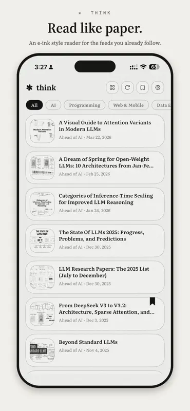 think - E-ink RSS Feed Reader screenshot 1 of 5