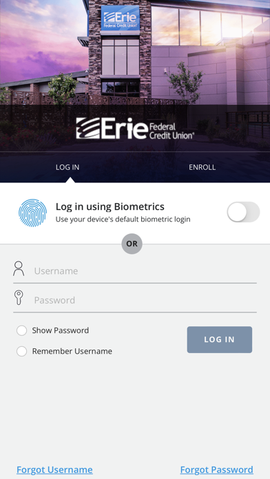 Erie FCU Card Manager Screenshot