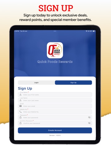 Quick Foods Rewards iPad screenshot