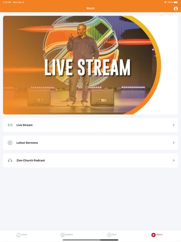 Zion Church Mobile App iPad screenshot