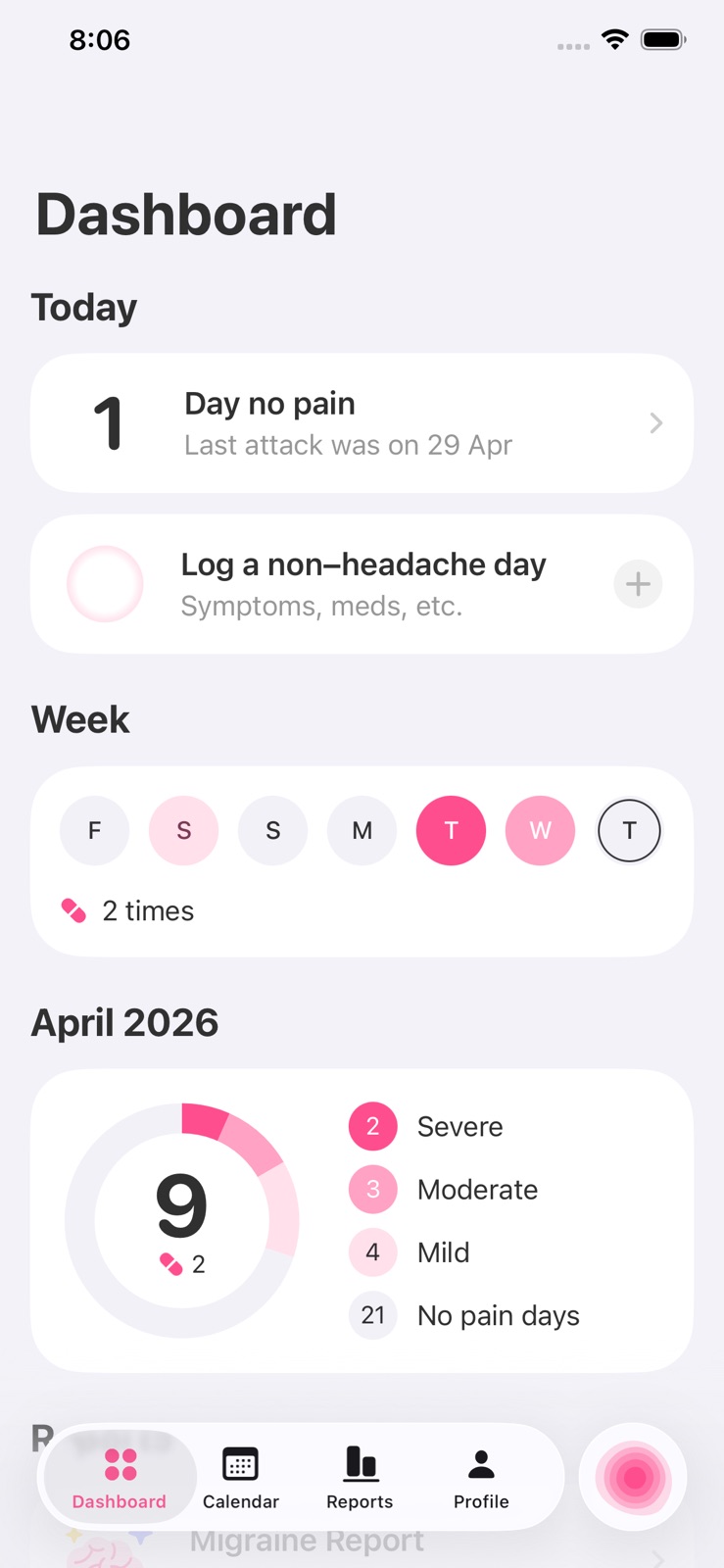 Migraine Tracker & Diary: MiG iphone screenshot 1