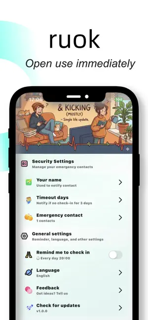 ruok - Loneliness Safety Check screenshot 3