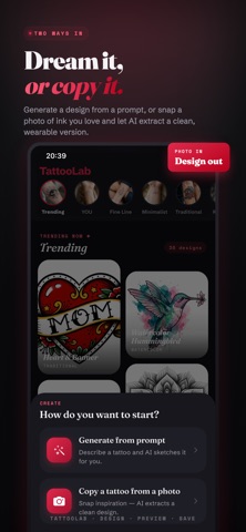 AI Tattoo: Design & Try-On iPhone screenshot