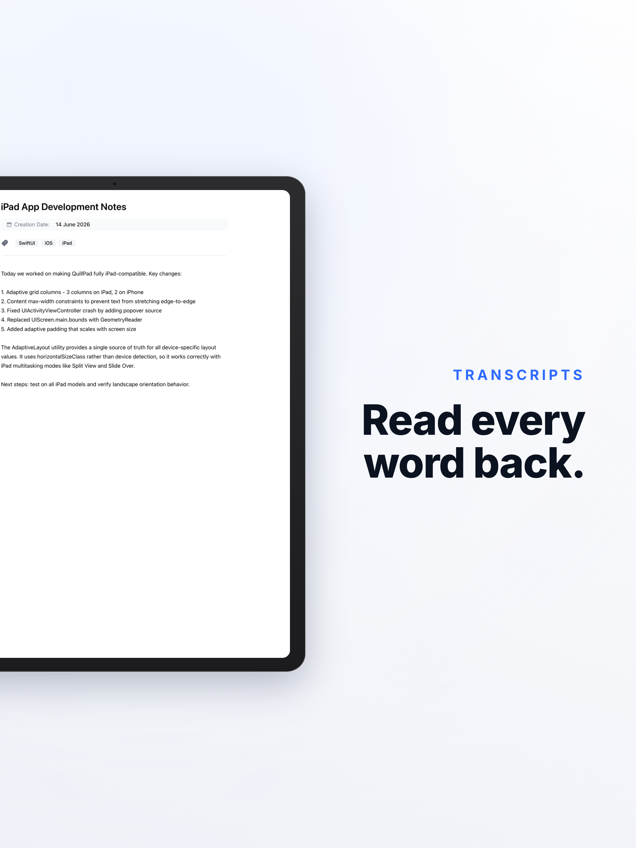 AI Voice Note Taker: QuillPad