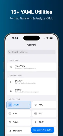 Screenshot von YAML Tools auf dem iPhone 2