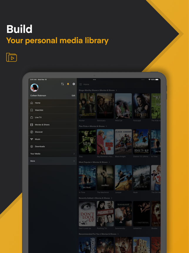 「Plex: ライブ TV や映画を視聴する」のスクリーンショット
