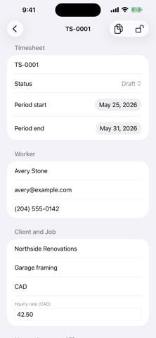 60-Second Timesheet Screenshot 1 of 4