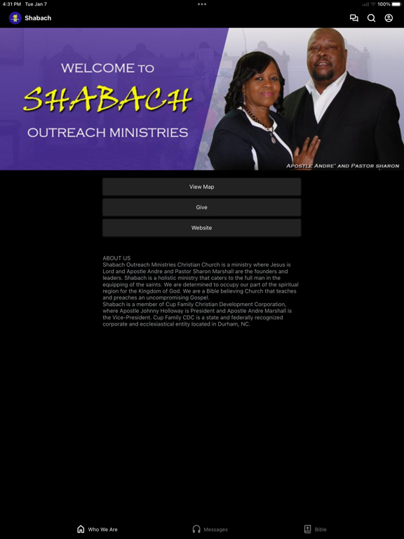Shabach Outreach Ministries iPad screenshot 1 - Education app