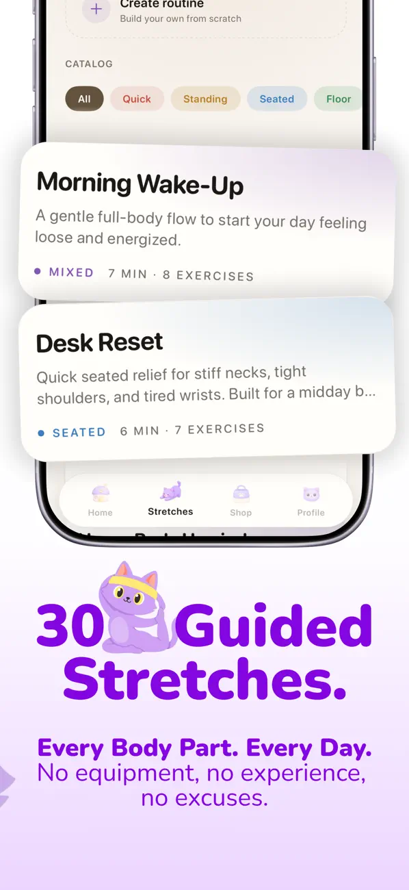 Mochi guided stretching routines screenshot