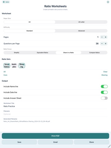 Ratio Worksheets iPad screenshot