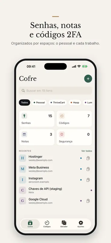 Kept — Senhas e Códigos screenshot 1 of 5