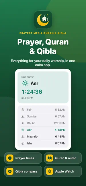 PrayerTimes & Quran & Qibla screenshot 1