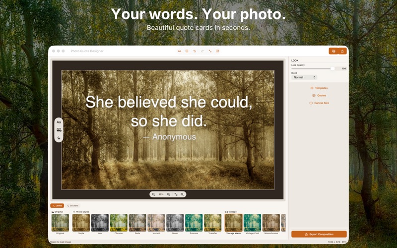 Create text layers with curved text options