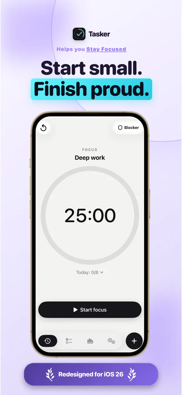 Screenshot #1 pour Pomodoro Focus: Tasker