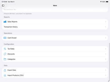 General Purpose POS iPad screenshot