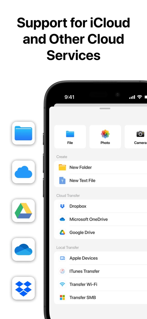 Zip & RAR & 7z File Extractor - The app seamlessly connects with popular cloud services like Google Drive and Dropbox, alongside providing convenient local transfer options such as iTunes Transfer and Wi-Fi transfer.