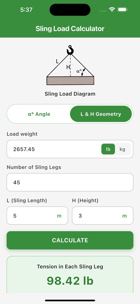 Sling Load Calculator - 유틸리티 앱 | MWM