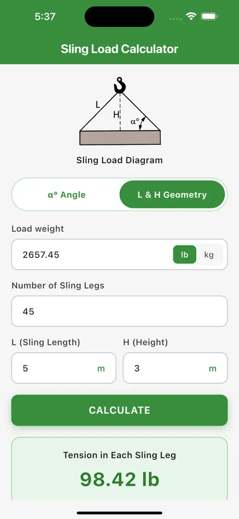 Sling Load Calculator - Utilities App | MWM