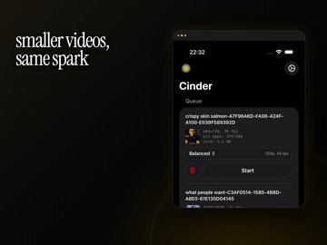Cinder - compress videos iPad screenshot