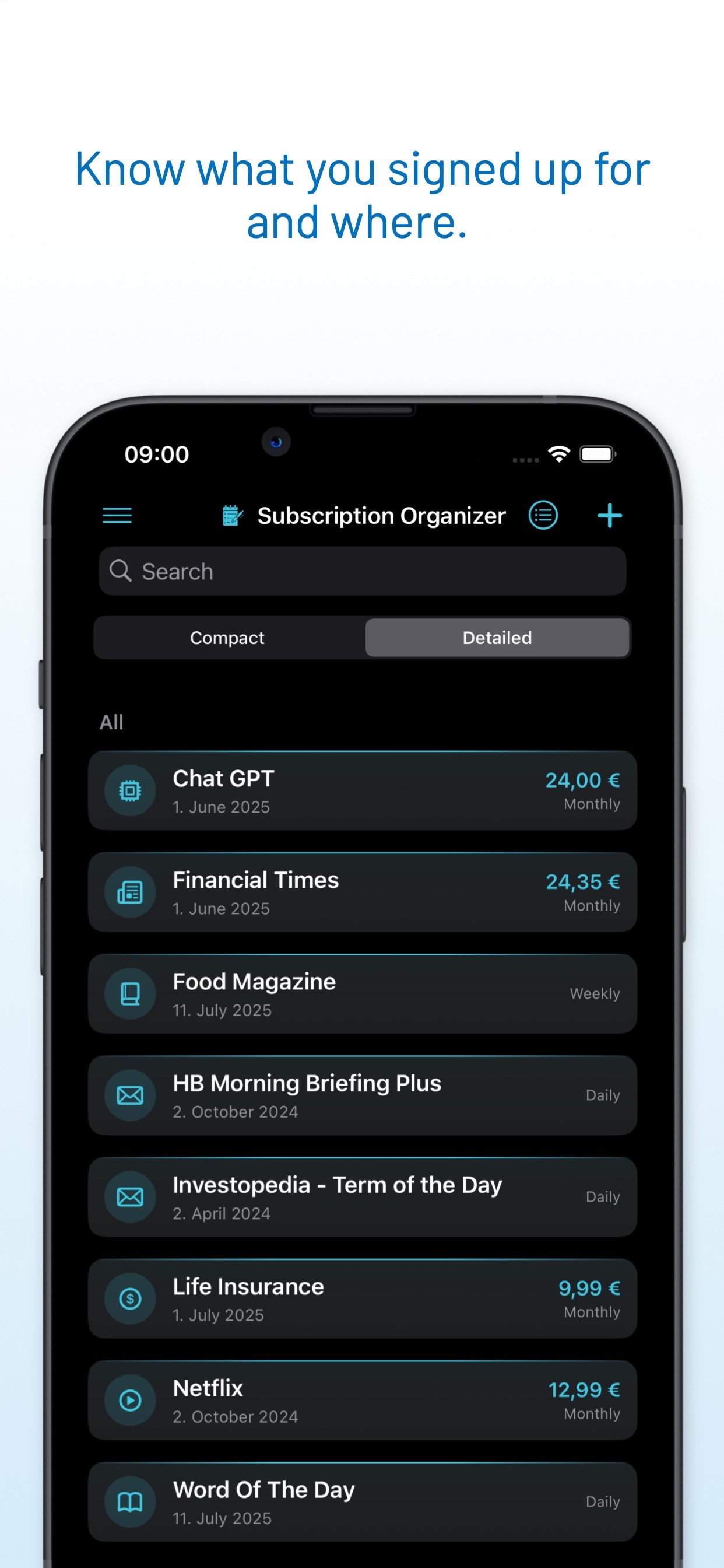Subscription Organizer screenshot 3