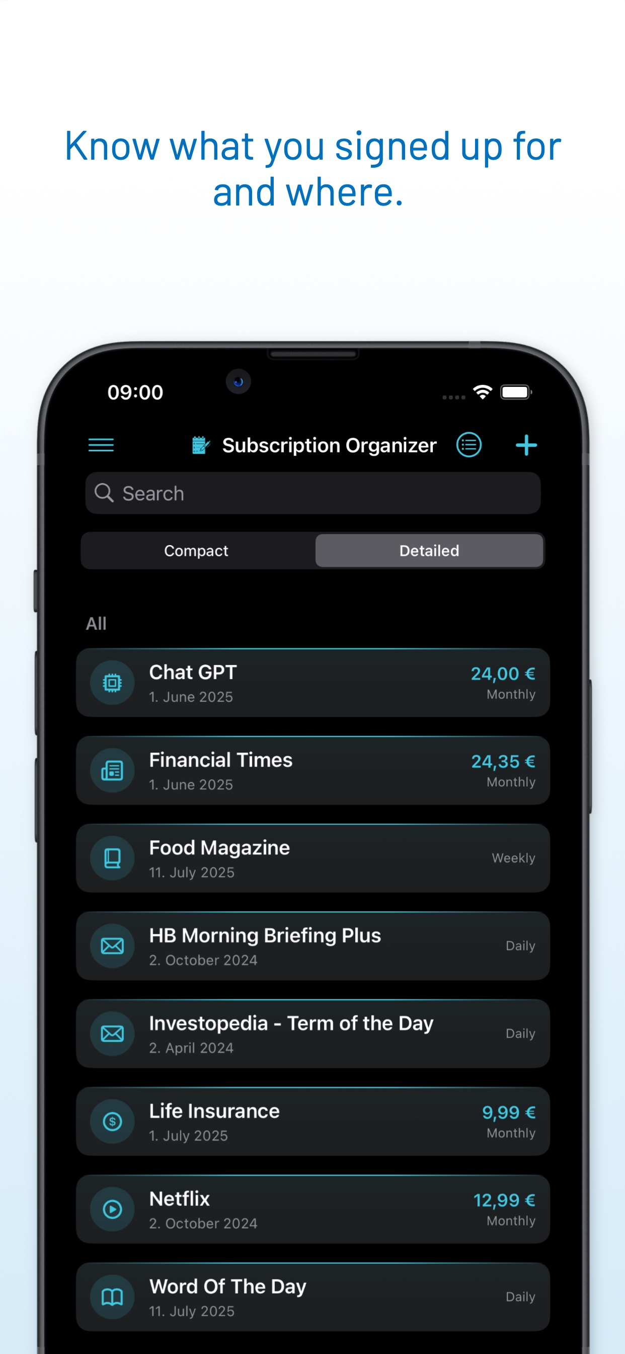Subscription Organizer screenshot 3