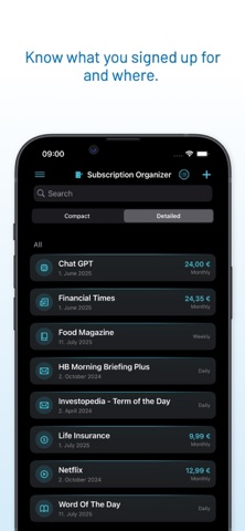 Subscription Organizer Screenshot 3 of 9