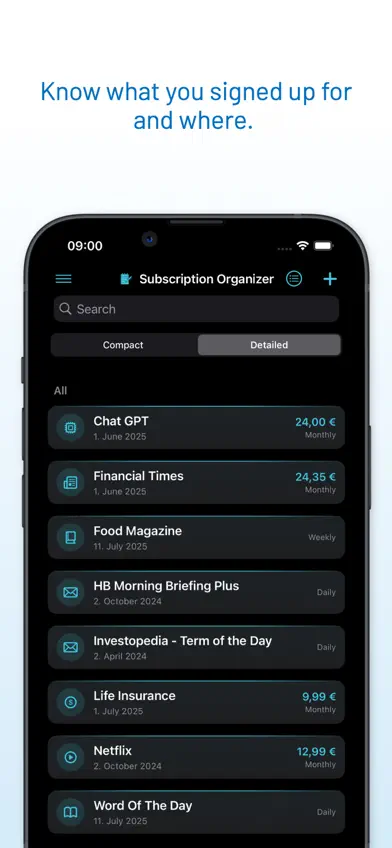 Subscription Organizer screenshot 3