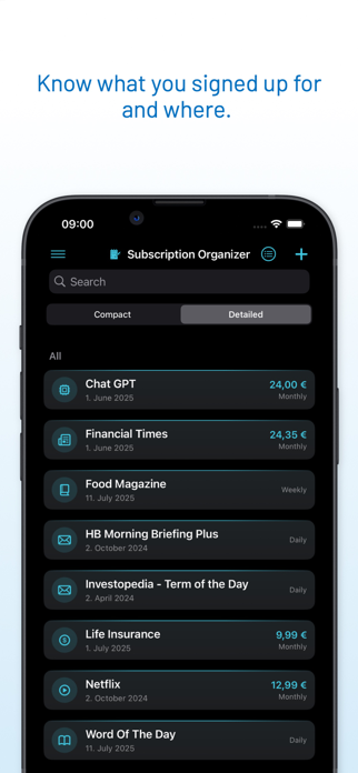 Subscription Organizer Screenshot 3 of 9