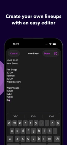 Running Order screenshot