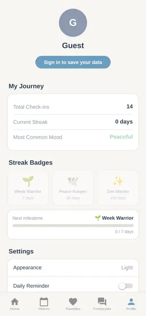 Mood & Peace Check-In screenshot 1