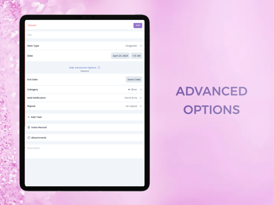 My Events & Tasks iPad screenshot 4 - Utilities app