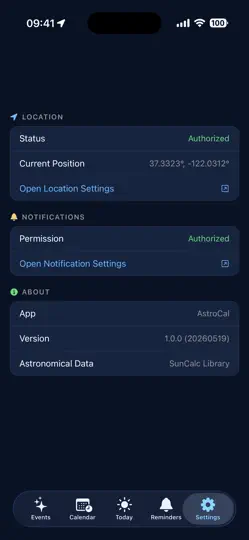 Скриншот AstroCal Sky Calendar на iPhone 5
