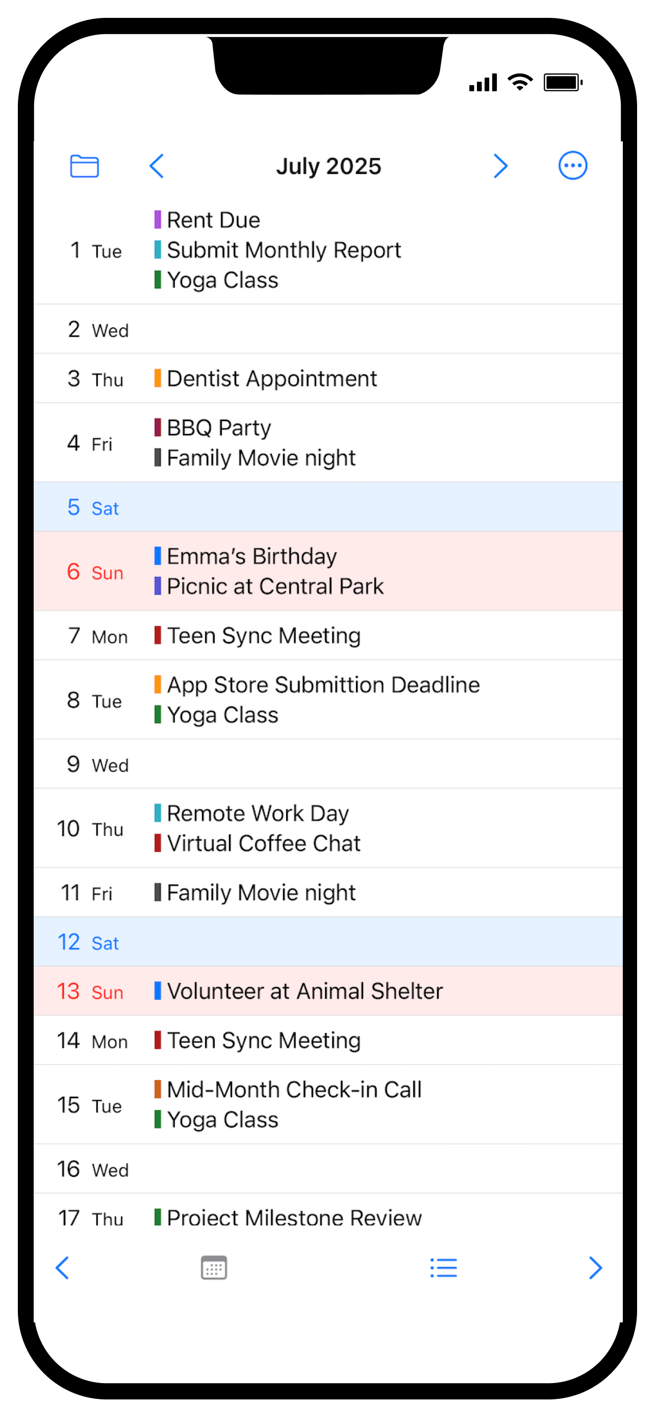 List & Grid Calendar